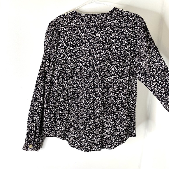 Vintage Lace Collar Black Floral Blouse - Picture 10 of 11